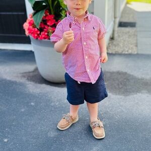 Ralph Lauren nautical boys short sleeve polo red stripe